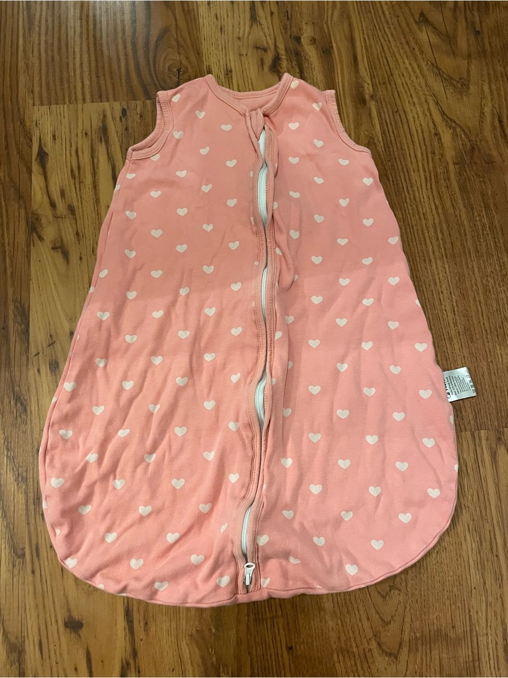 Sleeveless Pink Heart Sleep Sack - Soft Zip Front Kids Pajamas